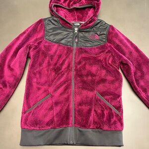 The North Face Girls Fleece Full Zip Hoodie - Purple and Charcoal